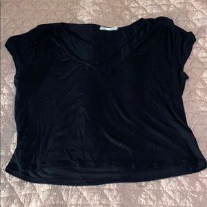 Short sleeve black crop top